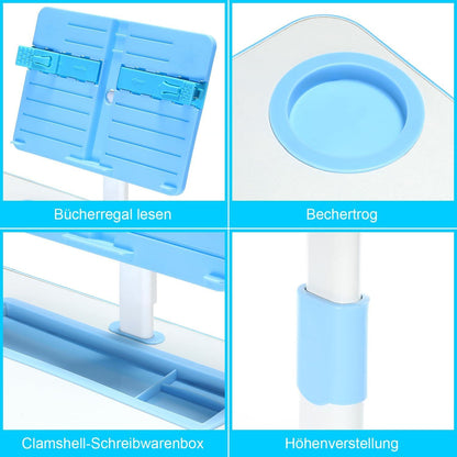 Kinderschreibtisch Set LED-Licht höhenverstellbar Schublade Blau