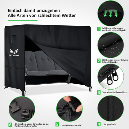 Schutzhülle Hollywoodschaukel 3-4Sitzer 600D Wasserdicht 250x150x160cm