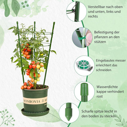 Tomaten Rankhilfe 4 Stück verstellbare Gurken Rankhilfe 45 cm - Multifunktional & robust