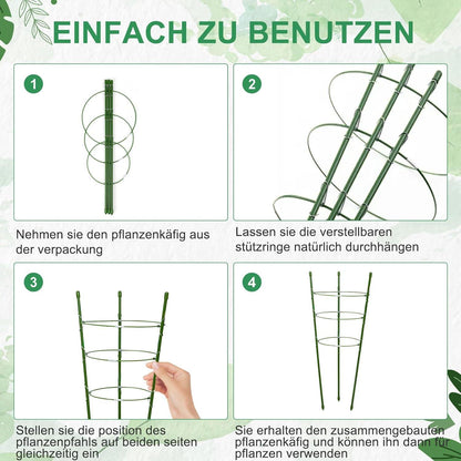 Rankhilfe 4er Set 45cm für Tomaten und Gurken - verstellbare Rankhilfe