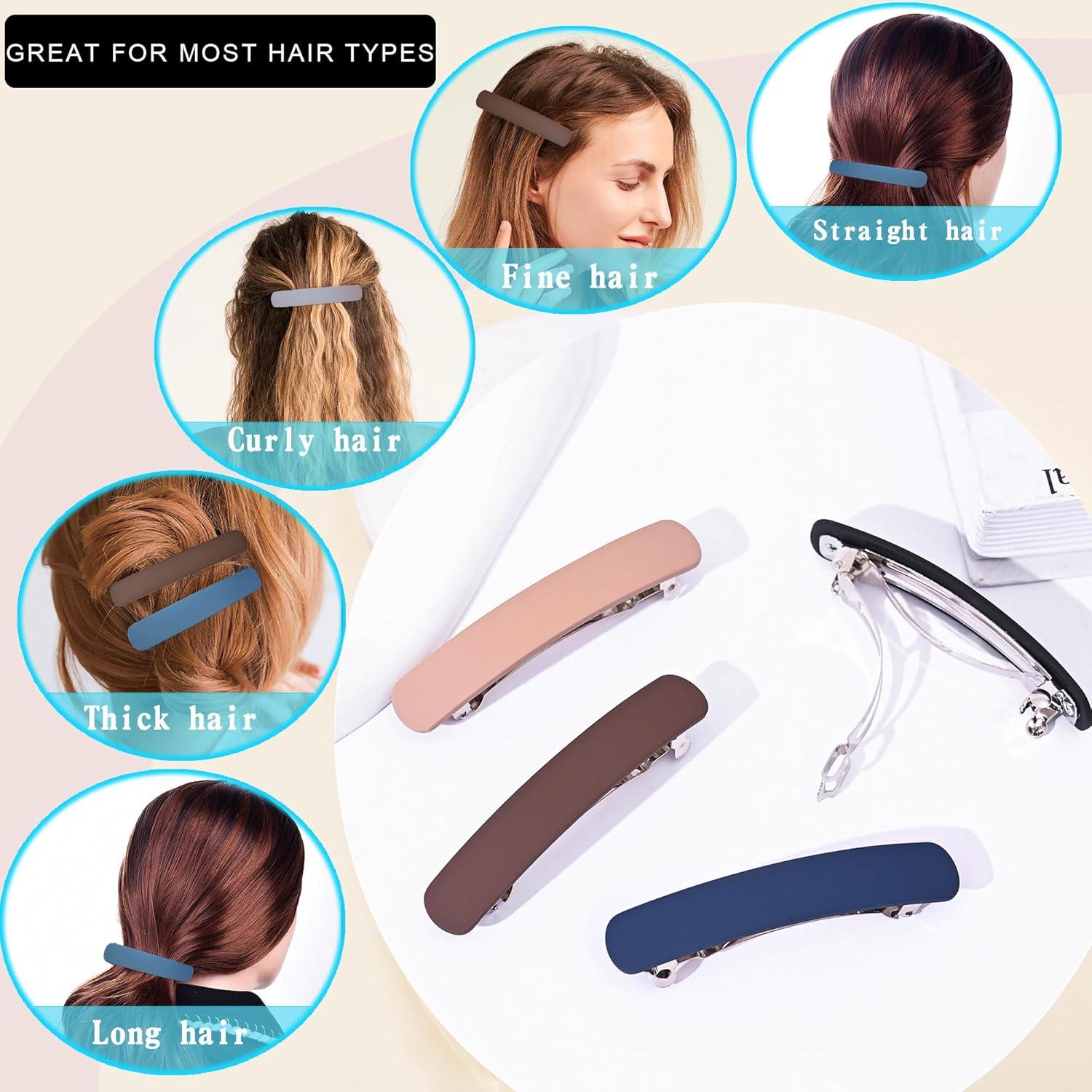 Haarspangen Damen 4er Set, große & feine Haarspange dickes Haar