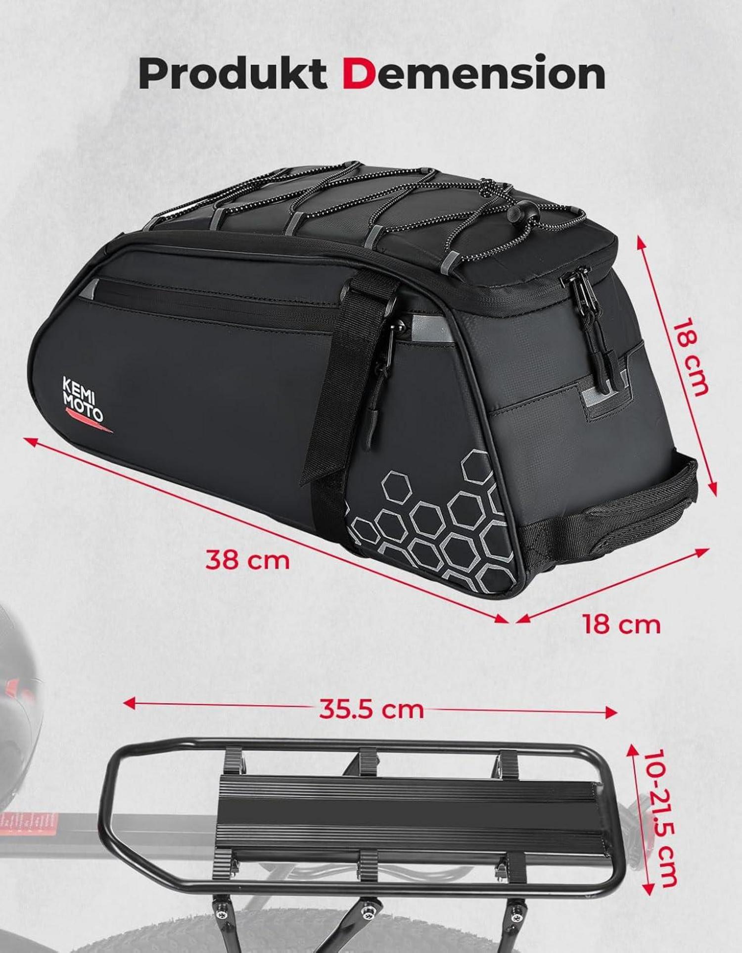 Fahrradtasche Gepäckträger Wasserdicht 13L mit Reflektorstreifen657