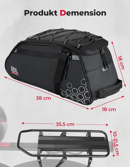 Fahrradtasche Gepäckträger Wasserdicht 13L mit Reflektorstreifen657