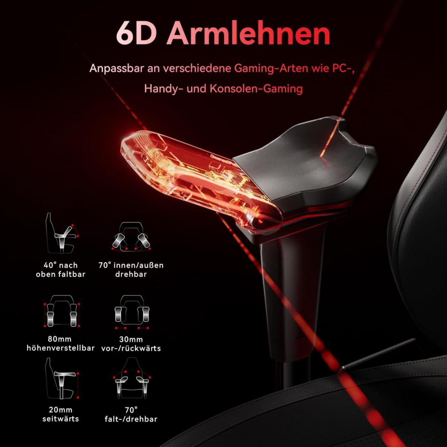 Gaming Stuhl AutoFull M6 Bürostuhl Schwarz dynamische Lendenwirbelstütze