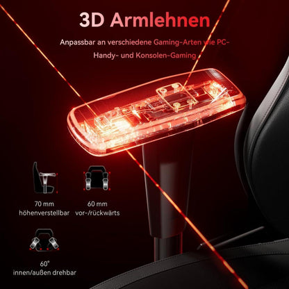 Gaming Stuhl 3D Armlehnen dynamische Lendenstütze PU-Leder Schwarz