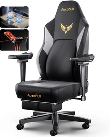 Gaming Stuhl Schwarz mit Sitzbelüftung/Heizung, Lendenwirbelstütze, 6D