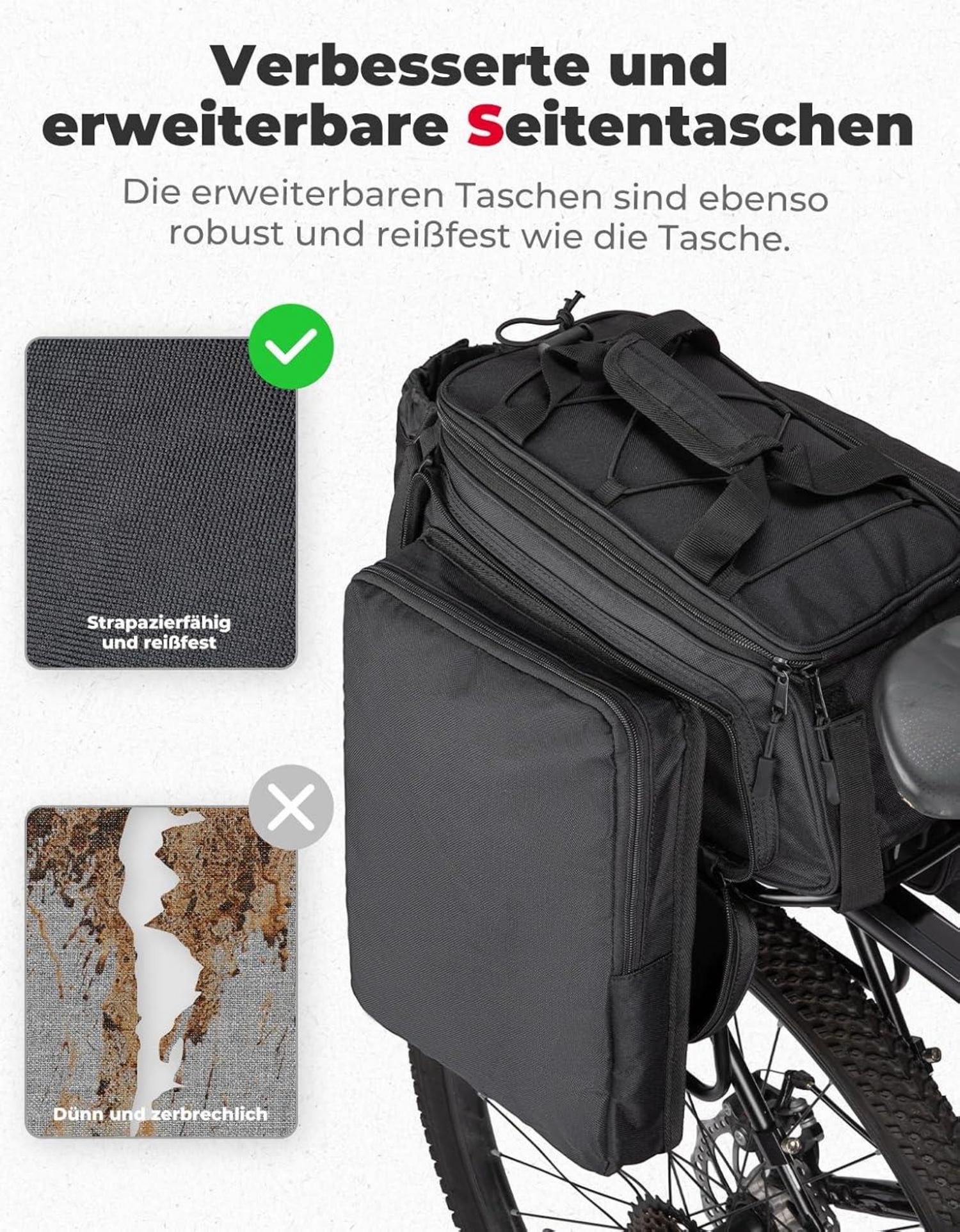 KEMIMOTO 2 IN 1 Gepäckträgertasche 9-15L wasserdicht reflektierender Streifen