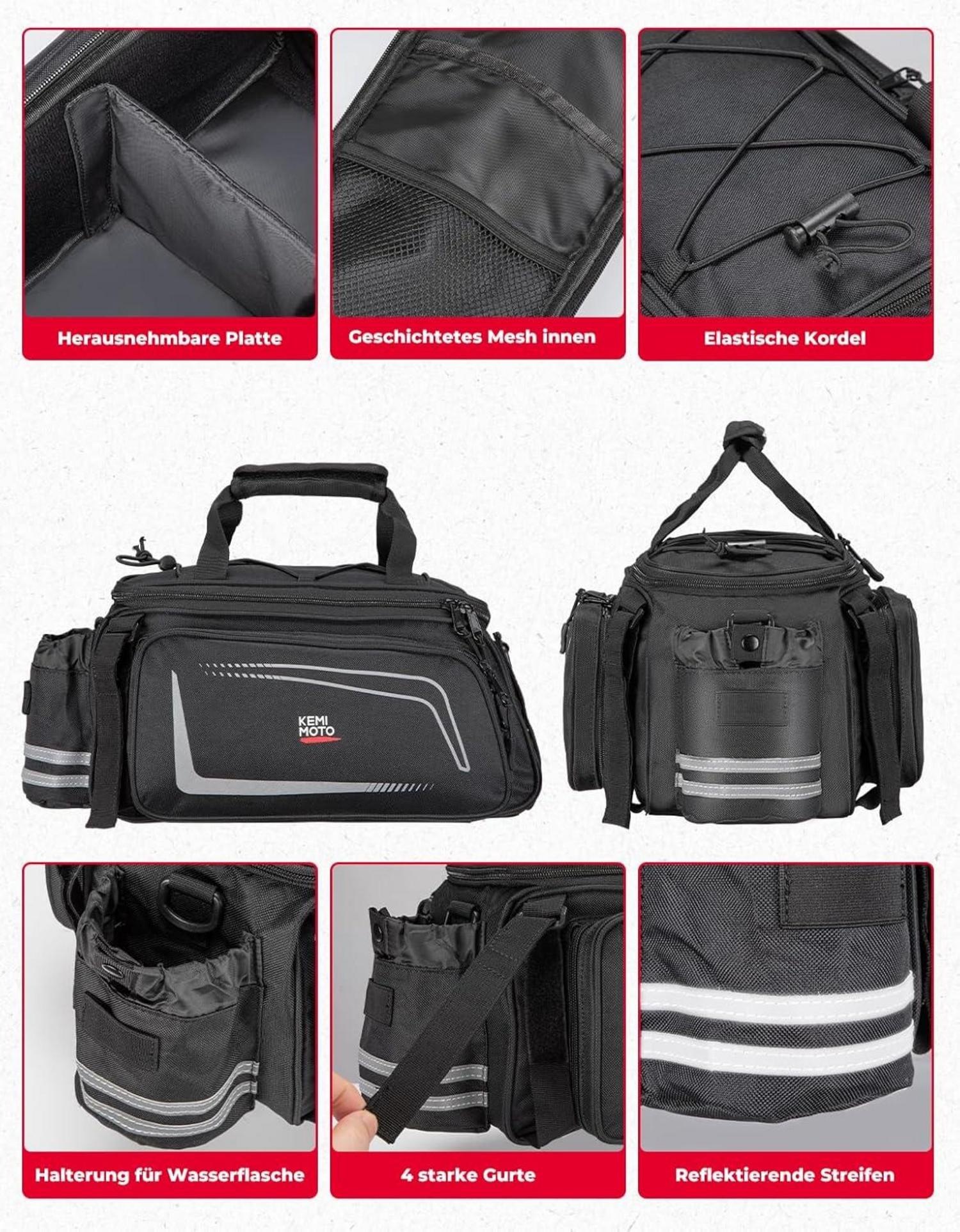 Fahrradtasche Gepäckträger 9-15L Volumen Wasserabweisend Reflective Strip