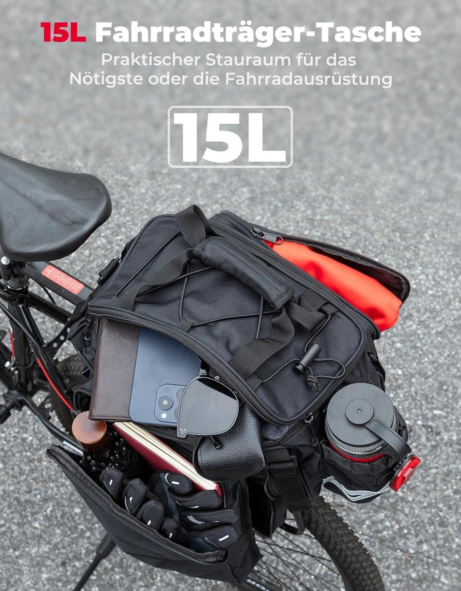 Fahrradtasche Gepäckträger 2-IN-1 9L-15L wasserdicht