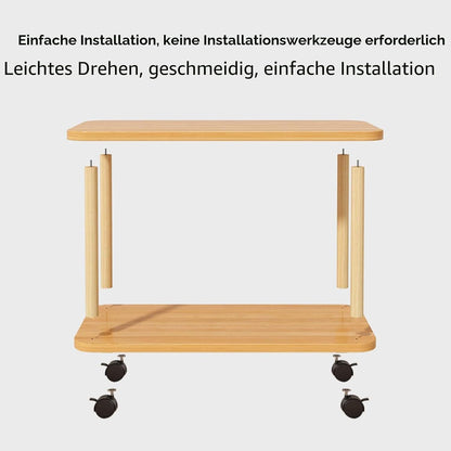 Drehbarer Beistelltisch Holz 2-Ebenen mit Rollen