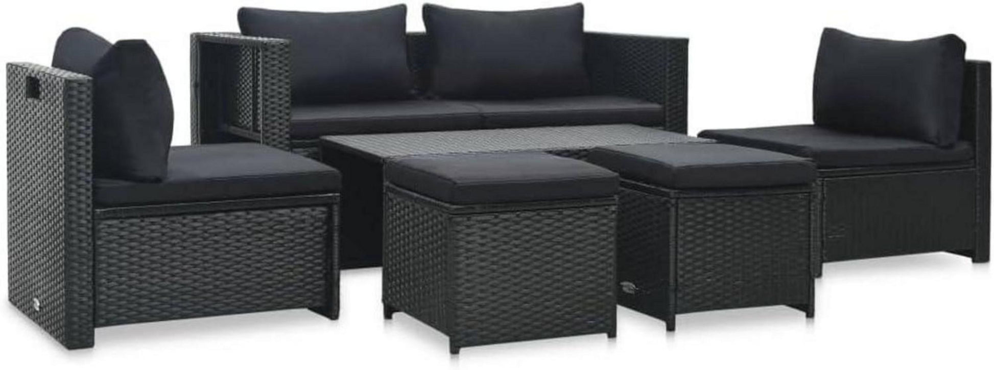 Gartenmöbel Lounge Set Poly Rattan wetterfest inkl. Auflagen