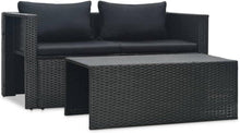 Garten Lounge Set Poly Rattan Schwarz mit Auflagen und