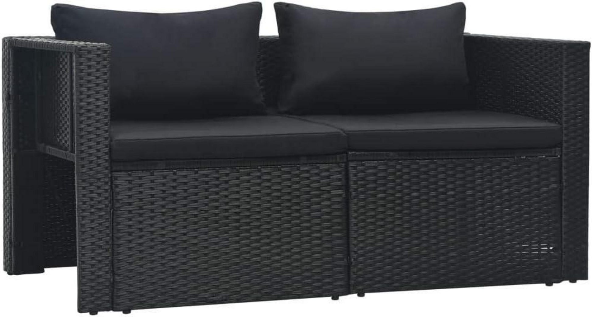 Garten Lounge Set 6-tlg. Schwarz Rattan Auflagen wetterfest