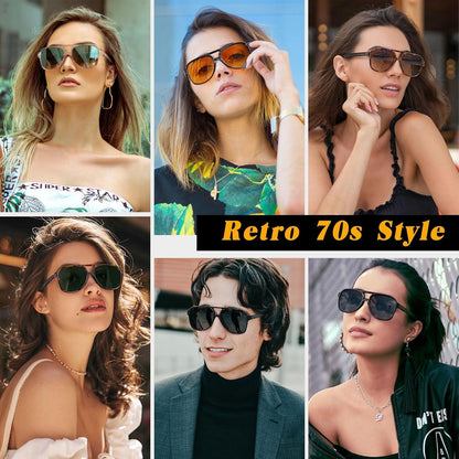 GQUEEN Retro Pilotenbrille Polarisiert UV400 in Geschenkbox