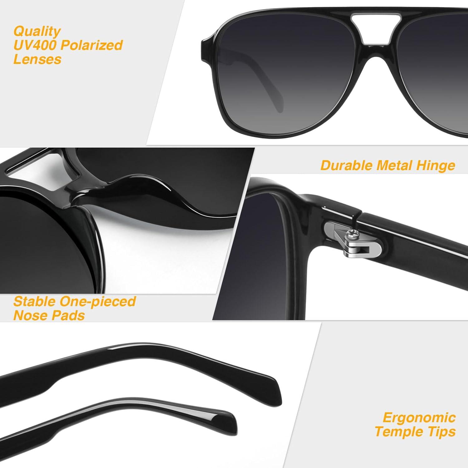 Retro Pilotenbrille Polarisiert 70s Sonnenbrille UV400 Damen Herren