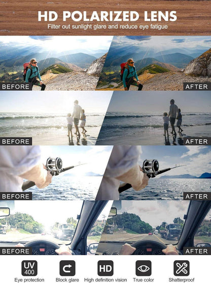 Sonnenbrille Holz Herren Damen Polarisiert Retro UV400 Handgefertigt