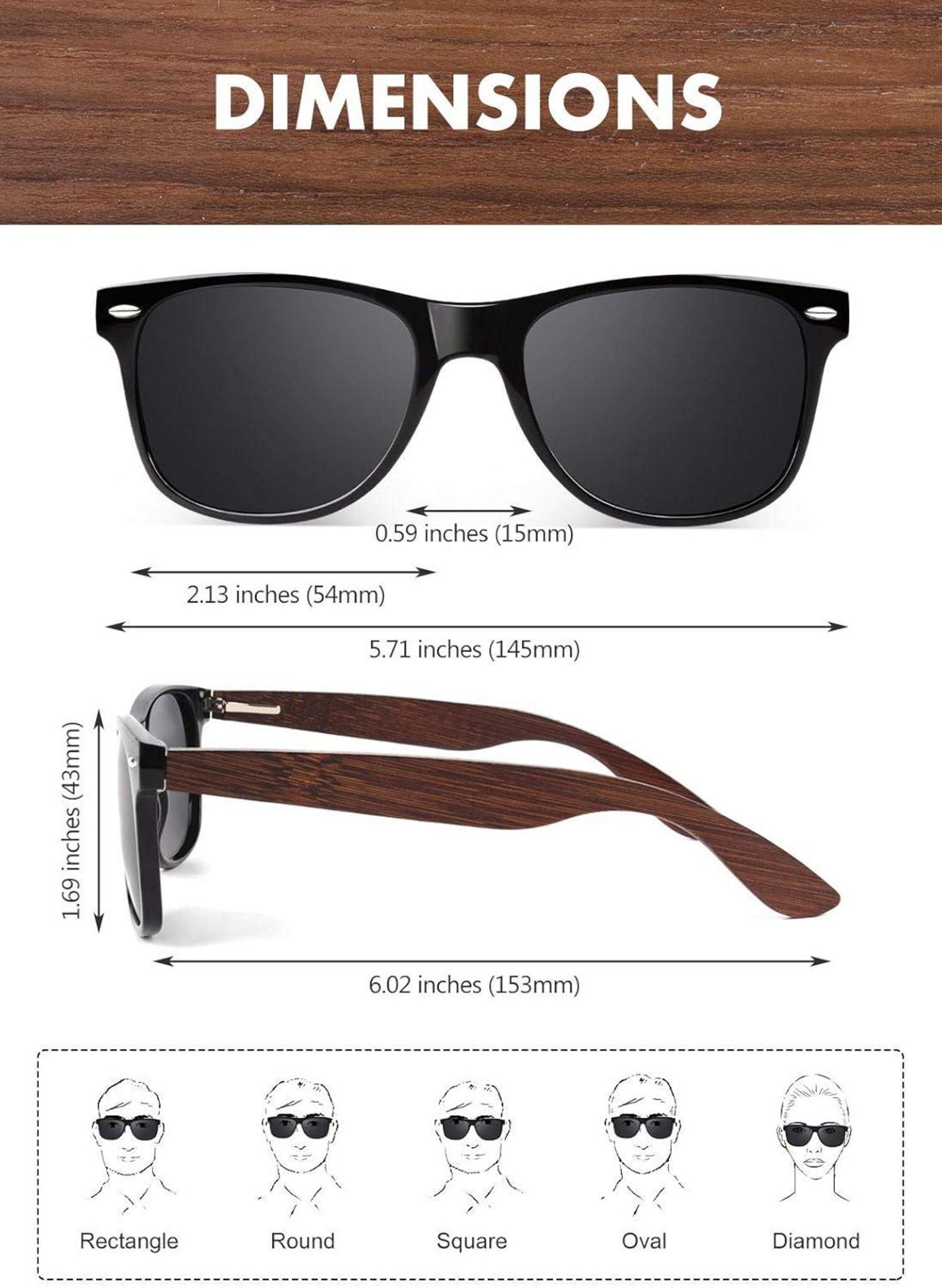 Polarisierte Sonnenbrille Holz Retro Herren Damen UV400 Schutz