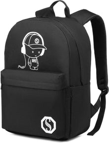 Lässiger Schulrucksack für Schule, Reisen, Uni - Schwarz