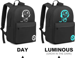 Schulrucksack Mädchen Jungen lässiger Tagesrucksack leicht A-schwarz