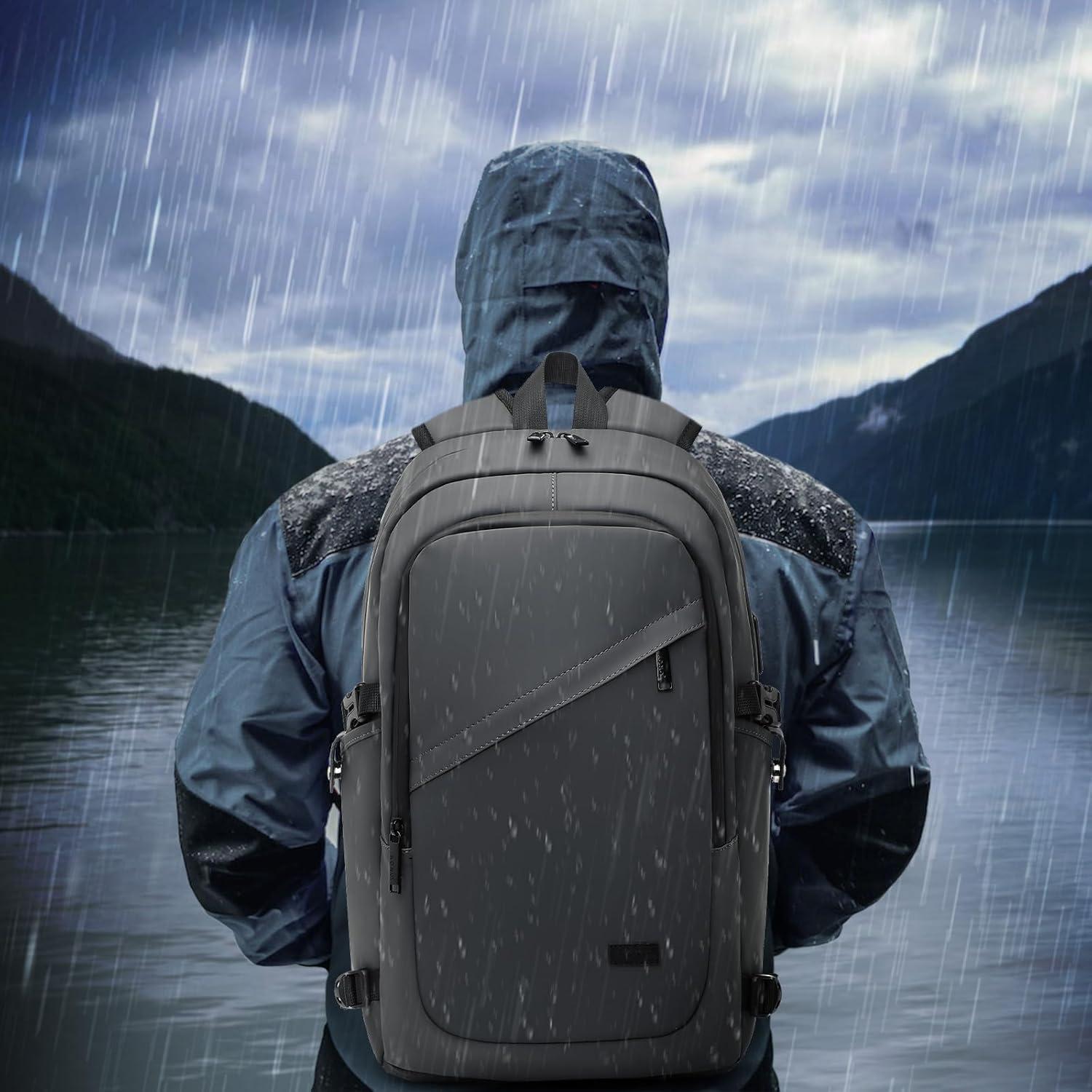 Kono Laptop-Rucksack Diebstahlsicherung Reise Arbeit 15,6 Zoll A-grau