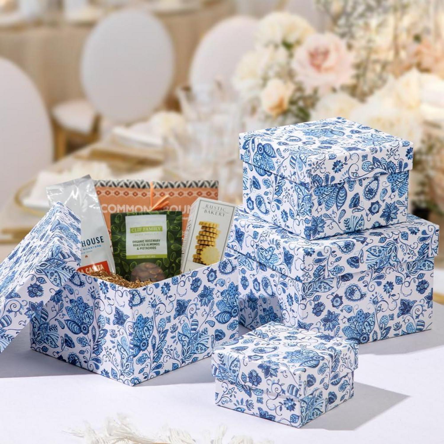 Aufbewahrungsbox Weihnachten Geschenkbox Pappschachteln 4er Set Blau