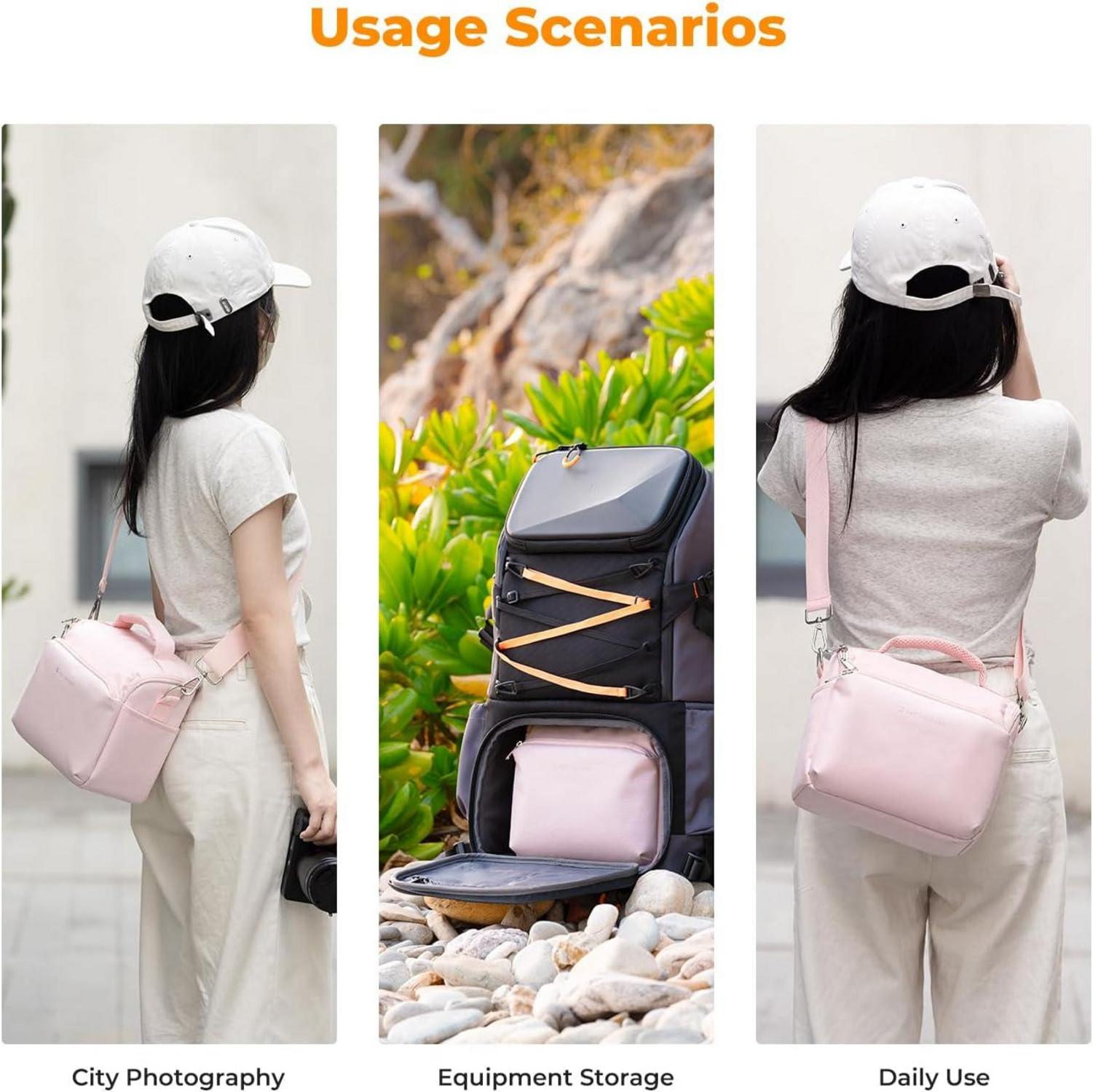 K&F Concept Kameratasche Canvas Umhängetasche Fotografen Zubehör Pink