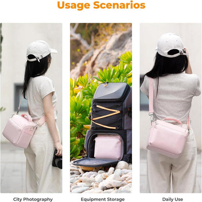 K&F Concept Kameratasche Canvas Umhängetasche Fotografen Zubehör Pink