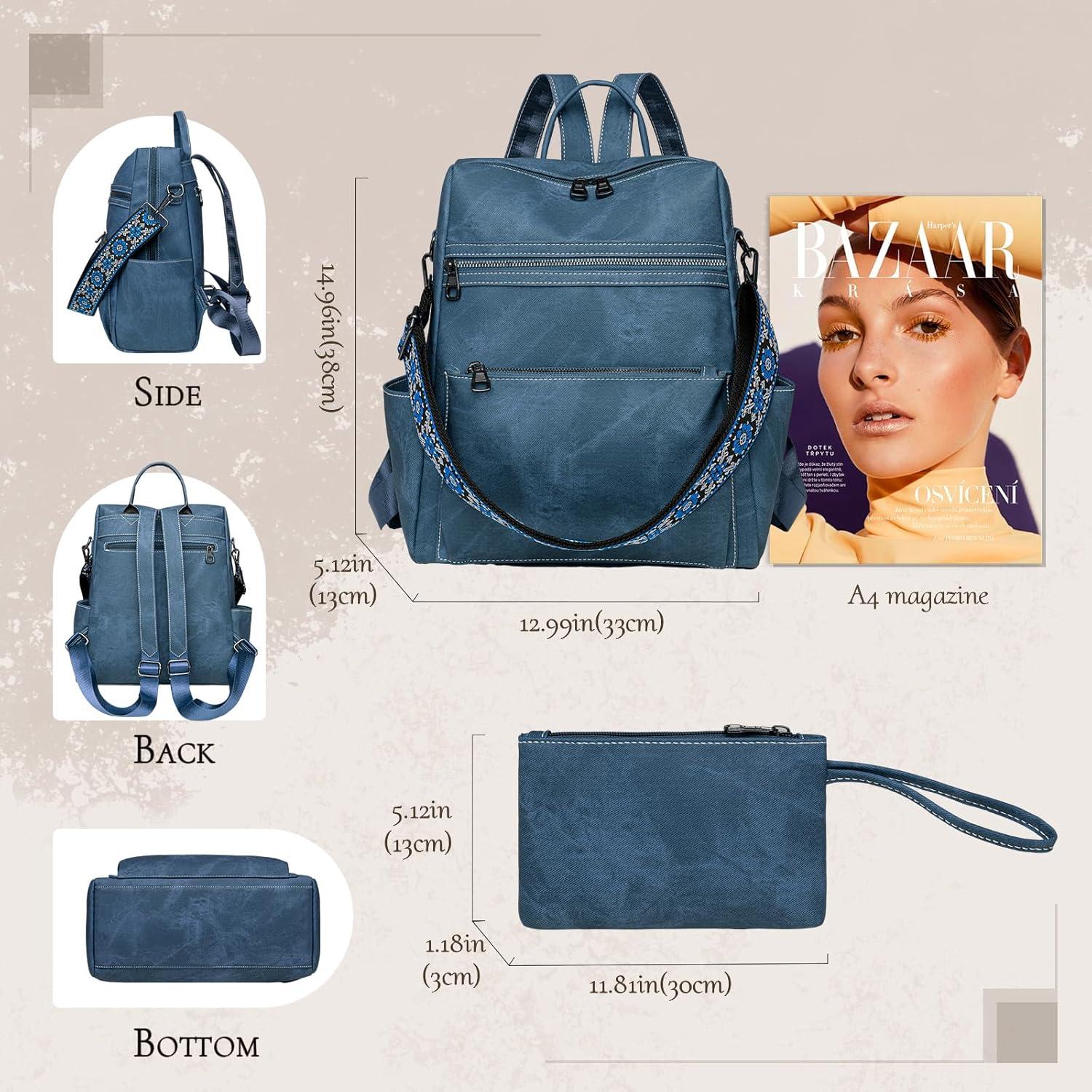 Damen-Rucksack PU wasserdicht leicht Mehrzweck wandelbar