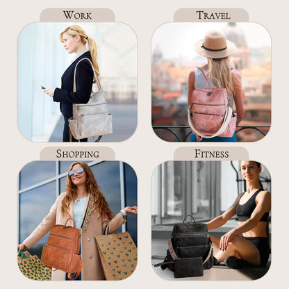 Damen-Rucksack PU wasserdicht Diebstahlschutz Mehrzweck modisch Blau