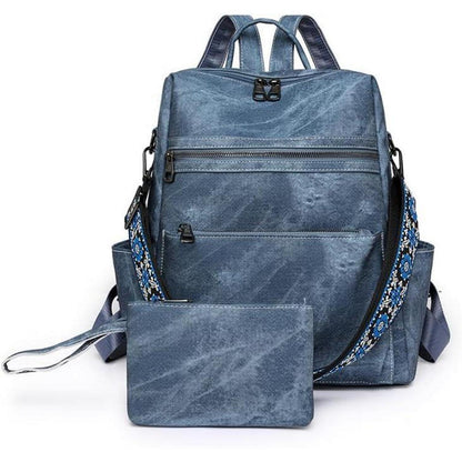 Wandelbarer Damen Rucksack Blau | Wasserfest & Diebstahlsicher