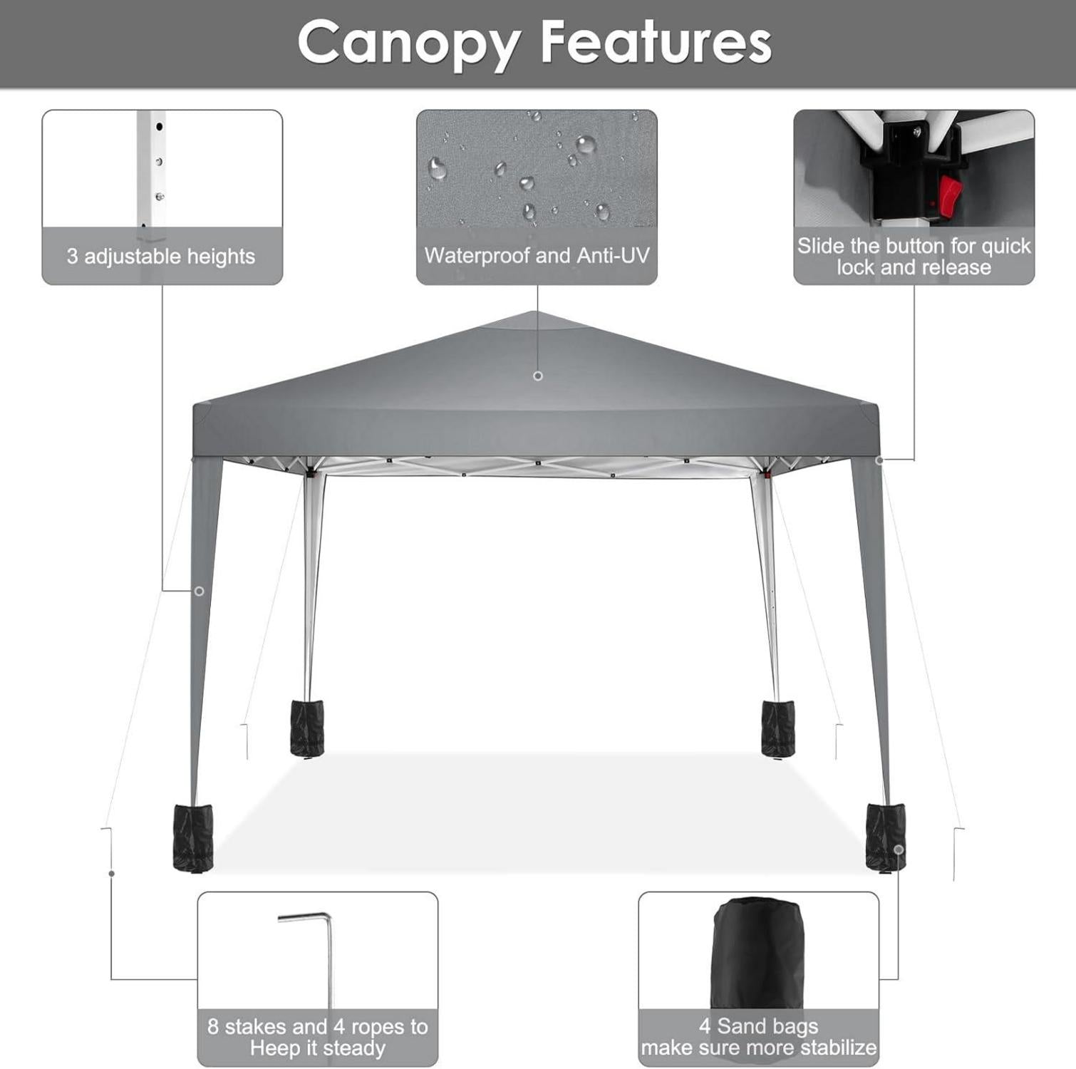 COBIZI Pavillon 3x3m Wasserdicht Stabil Faltpavillon Pop up