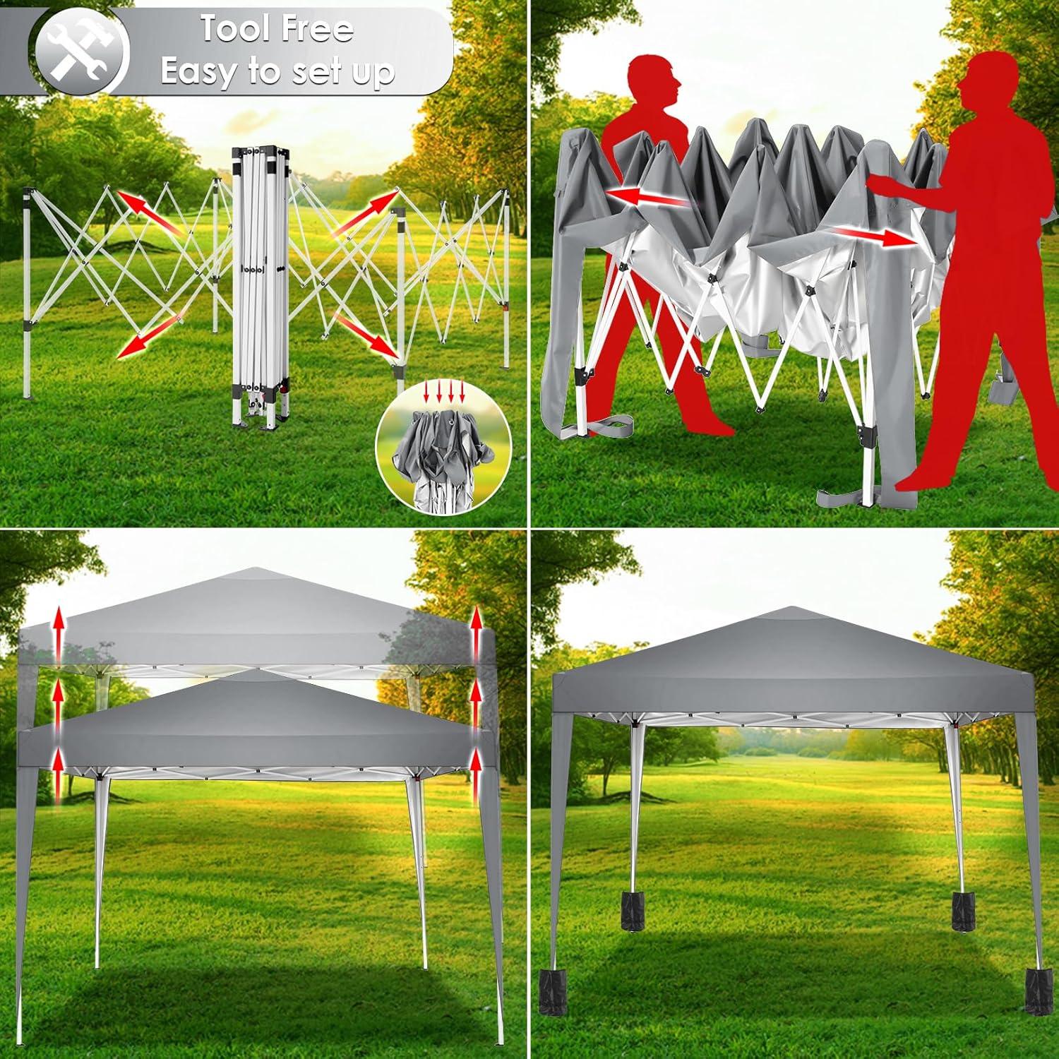 Faltpavillon 3x3m Wasserdicht mit 4 Sandsack, Höhenverstellbar, Grua