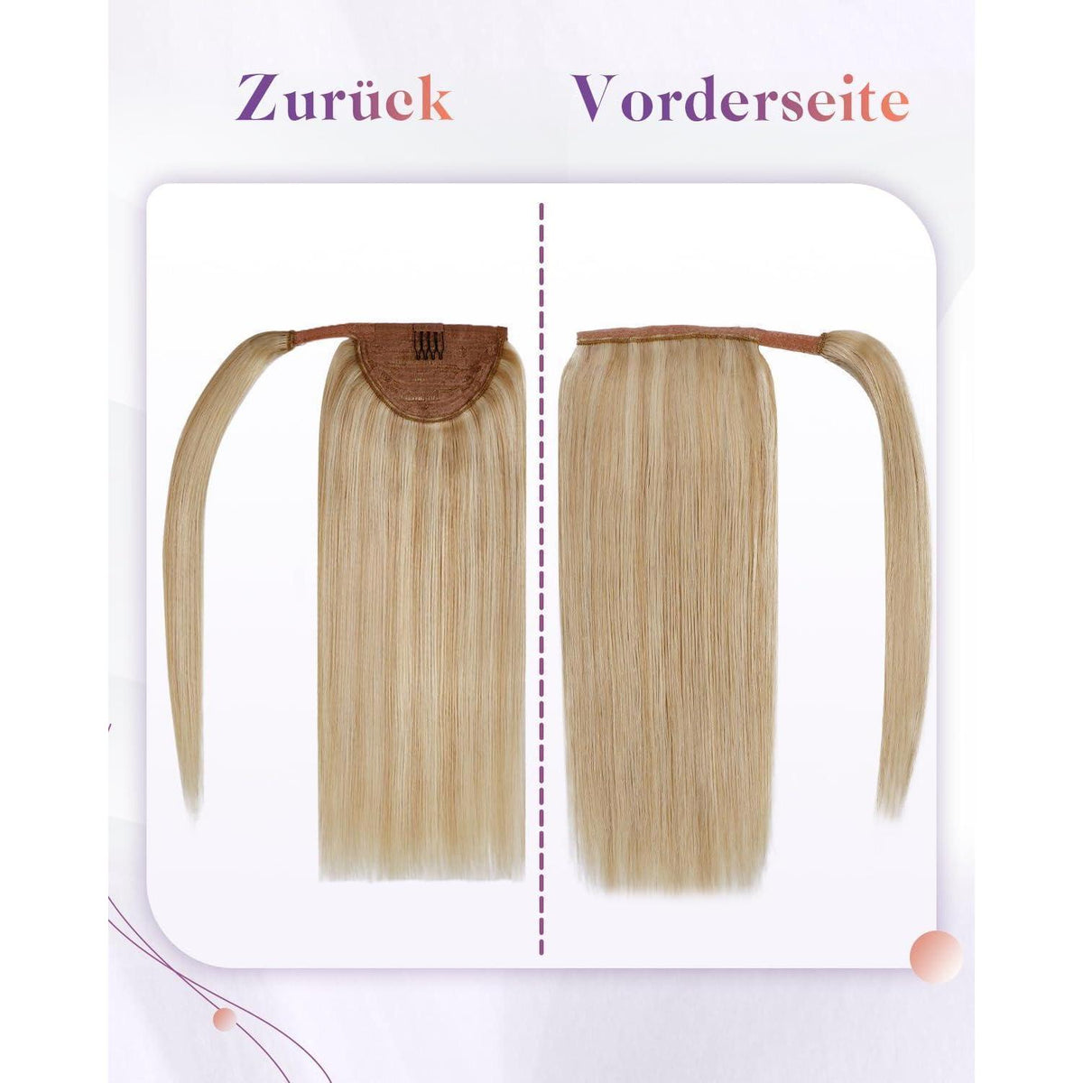 Echthaar Zopf Extension Braun Blond Highlights 40cm