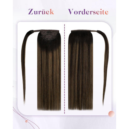 Echthaar Zopf Extension Balayage Braun Ombre 50cm