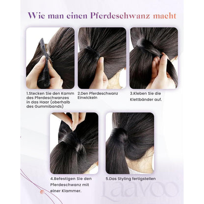Echthaar Zopf Extension Balayage Braun Ombre 50cm