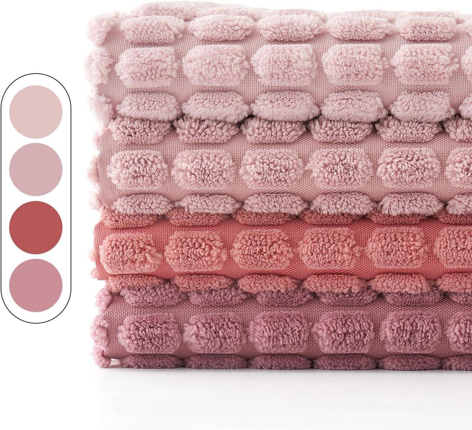 Kordsamt Dekokissenbezug 4er Set Granulat Sofakissen 40x40 cm Rosa