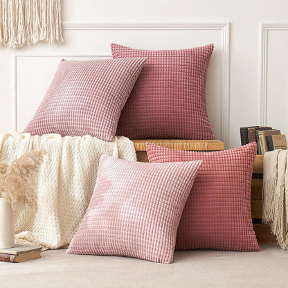 EMEMA Kordsamt Kissenbezug 4er Set 40x40 cm Dekorative Rosa Serie