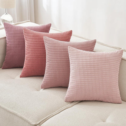 Kissenbezug Kordsamt 4er Set Dekokissen Granulat Weich Sofa Zierkissen