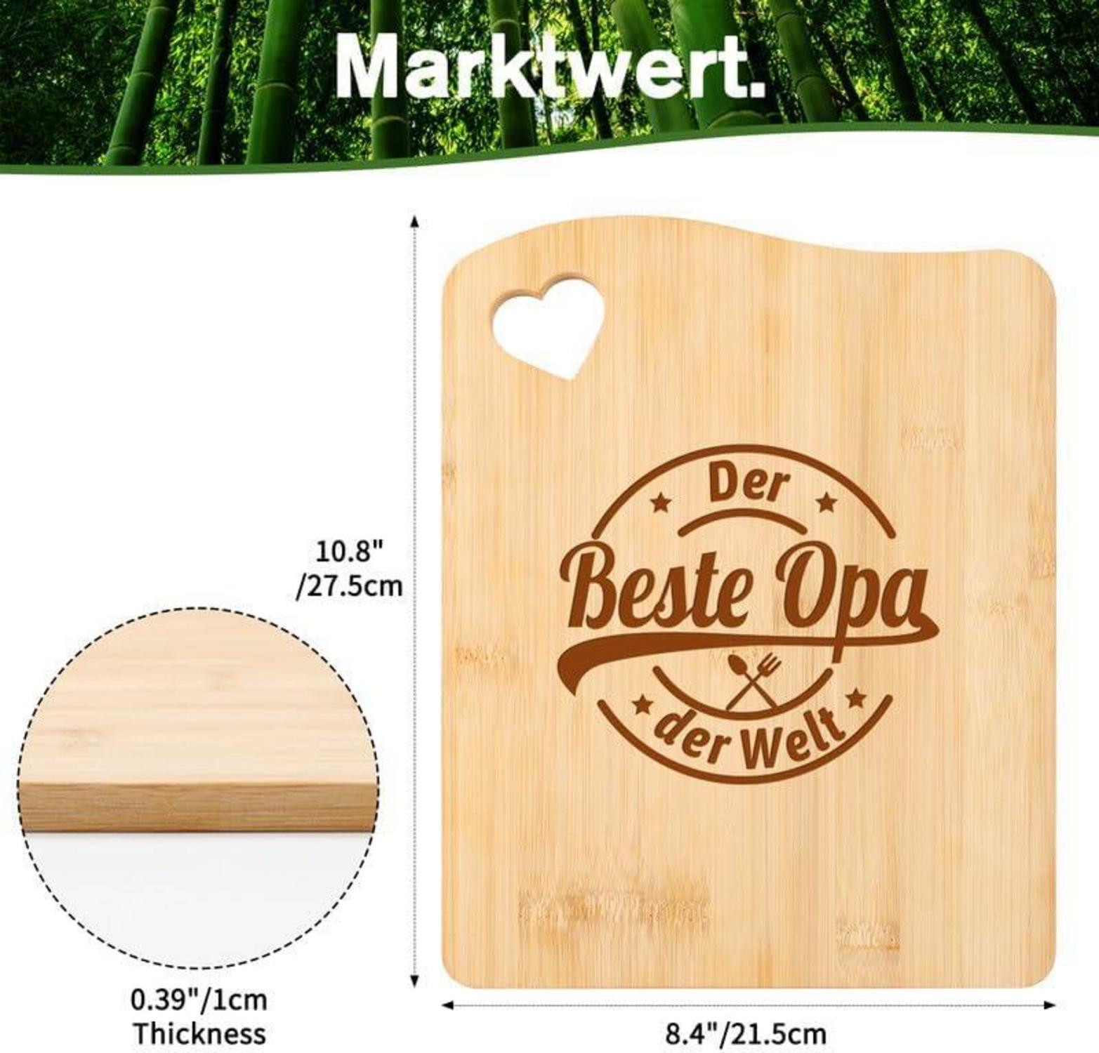 Bambus Schneidebrett Opa Geschenk Weihnachten Geburtstag Vatertag 27x21cm