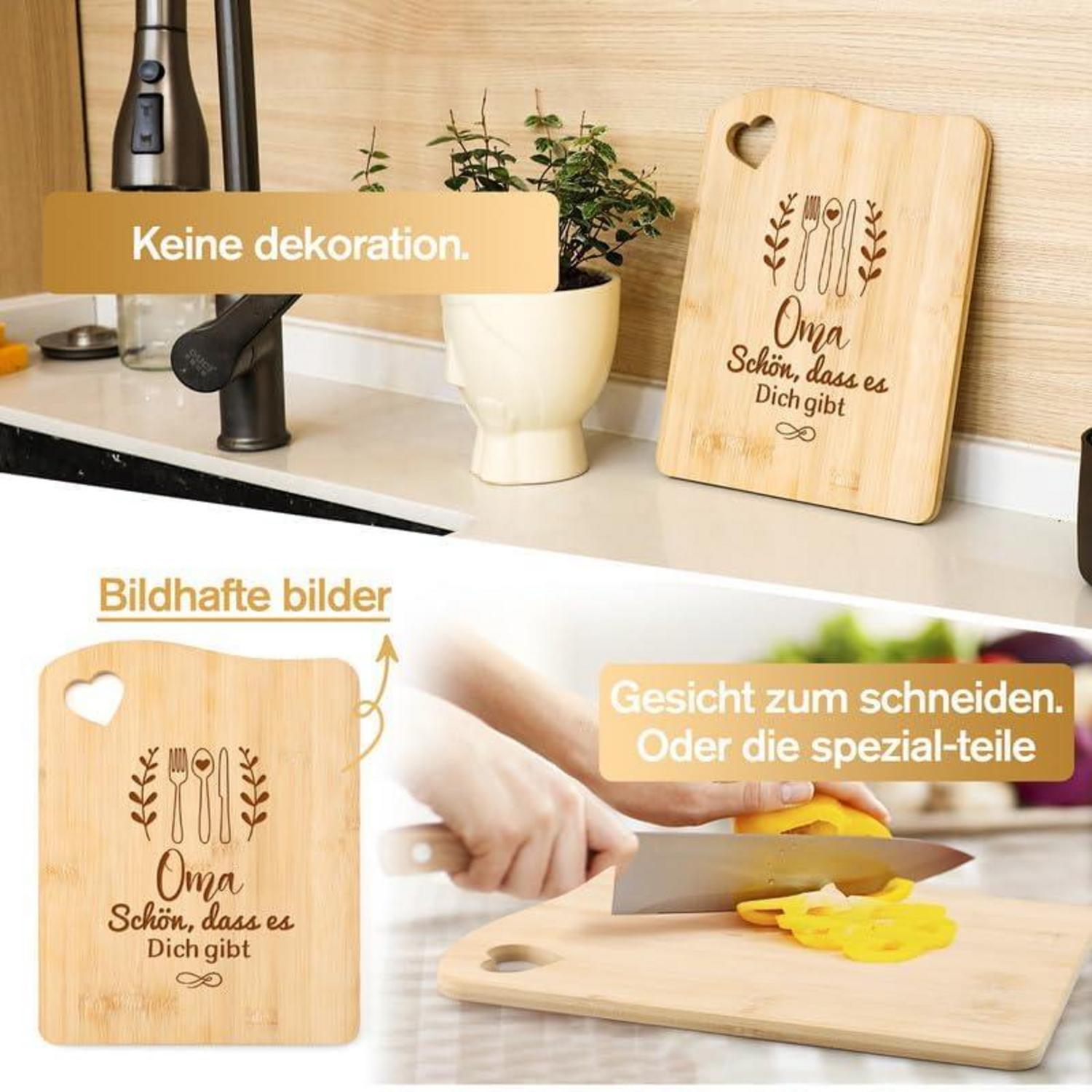 Oma Geschenk Bambus Schneidebrett Weihnachten Geburtstag 27x21cm