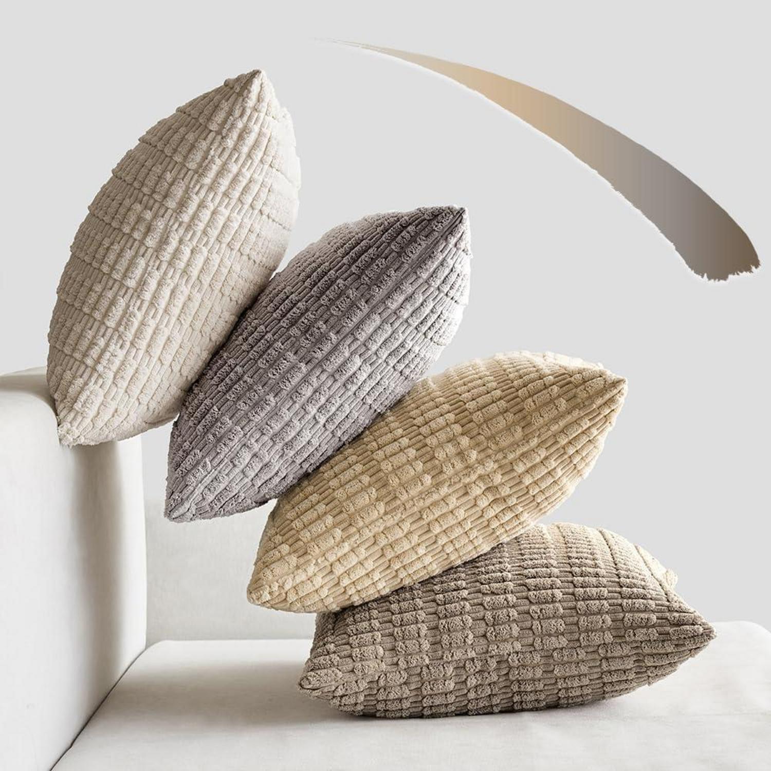 Kordsamt Kissenbezüge 4er Set Deko 45x45 cm Sofa Wohnzimmer