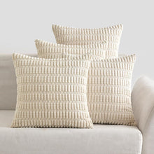 Kissenbezüge aus Kordsamt Set 4er 50x50 cm Deko Creme