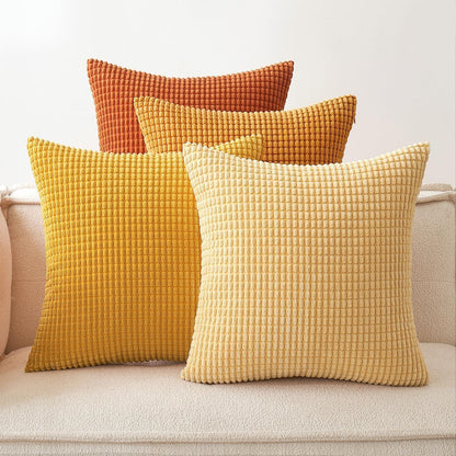 Dekorative Kissenbezüge Kordsamt Granulat 4er Set 50x50 cm Orange