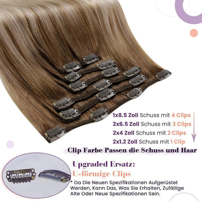 Echthaar Clip-in Extensions Blond Balayage Ombre