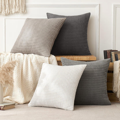 EMEMA Kordsamt Kissenbezug 4er Set 45x45 cm Grau Serie