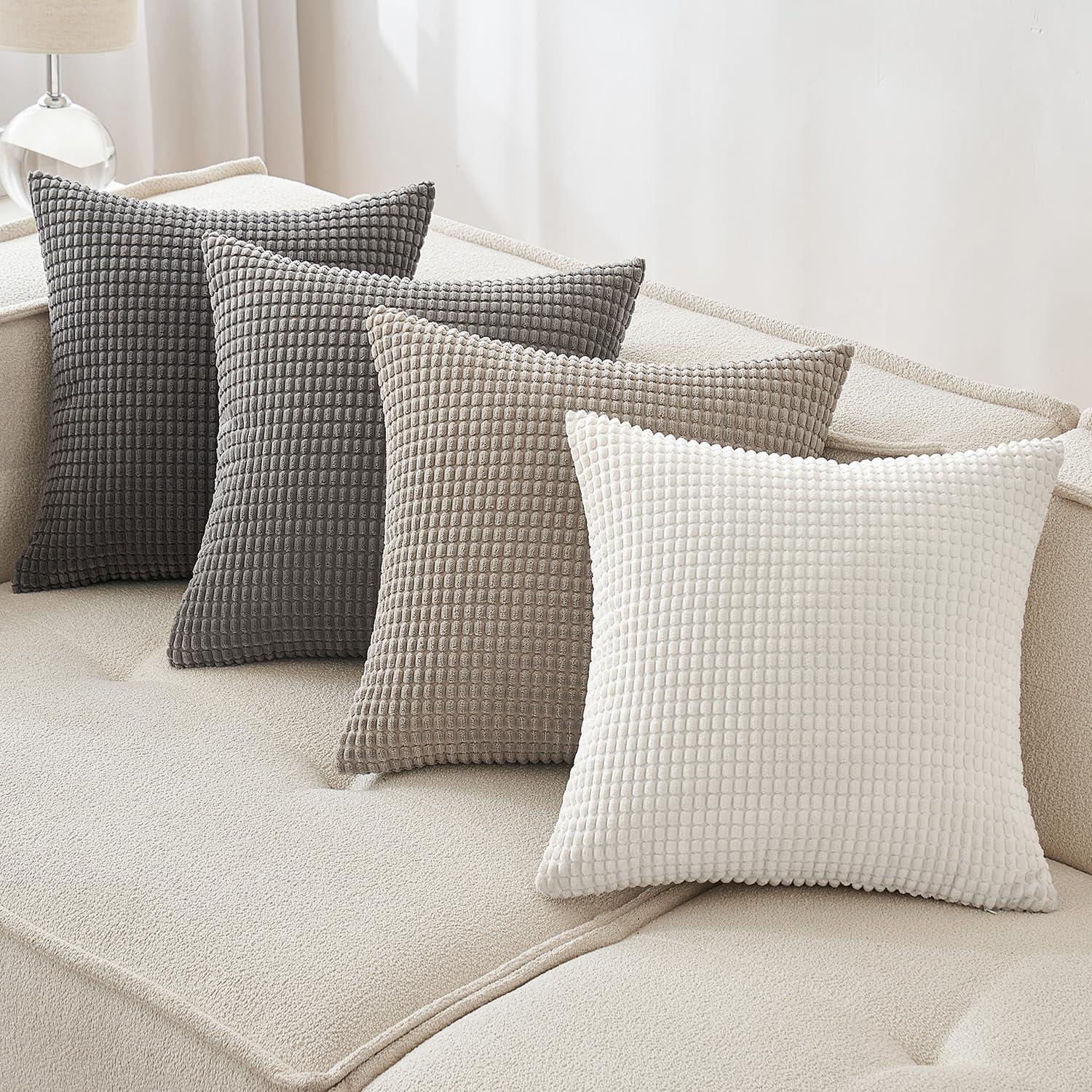Kordsamt Kissenbezug 4er Set Dekokissen Granulat Sofakissen 45x45 cm