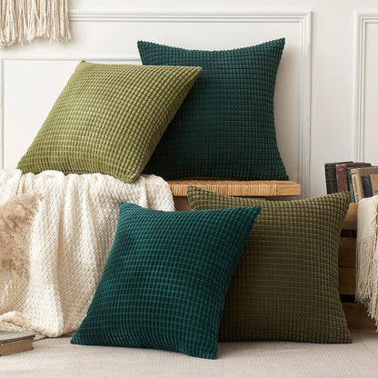 EMEMA Kordsamt Kissenbezug 4er Set 45x45 cm Grün Serie