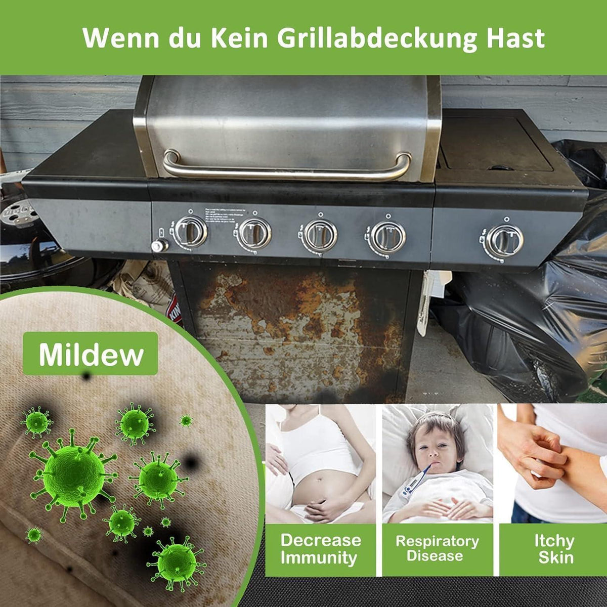 Wetterfeste Grillabdeckung 163x70x125cm für Gasgrills