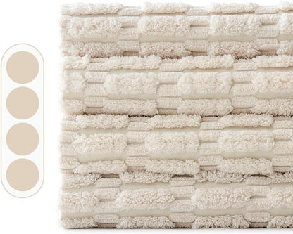 EMEMA Kordsamt Kissenbezüge 4er Set 45x45 cm Creme Sofa