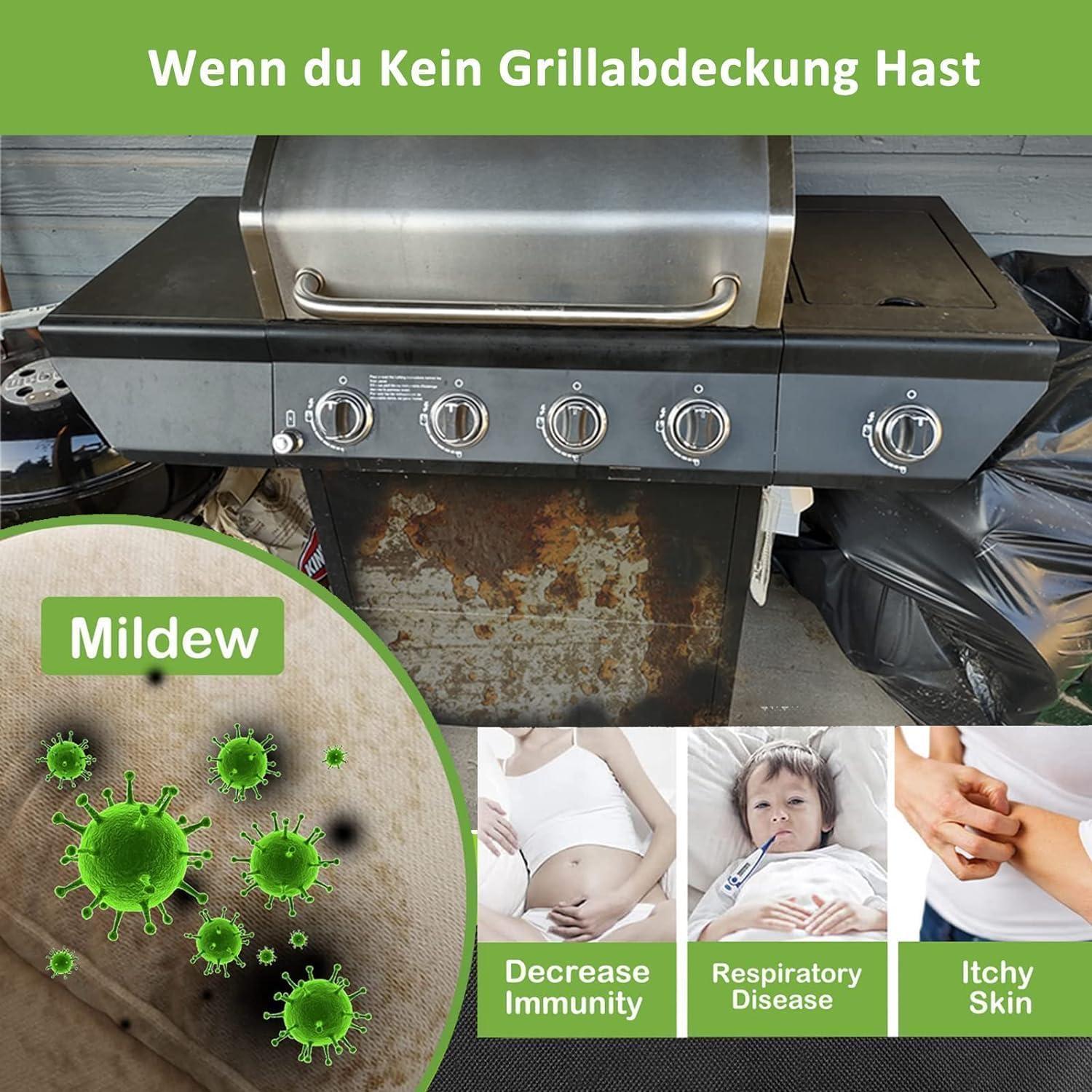Grillabdeckung wetterfest 120x60x120cm Gasgrill schutzhülle Schwarz